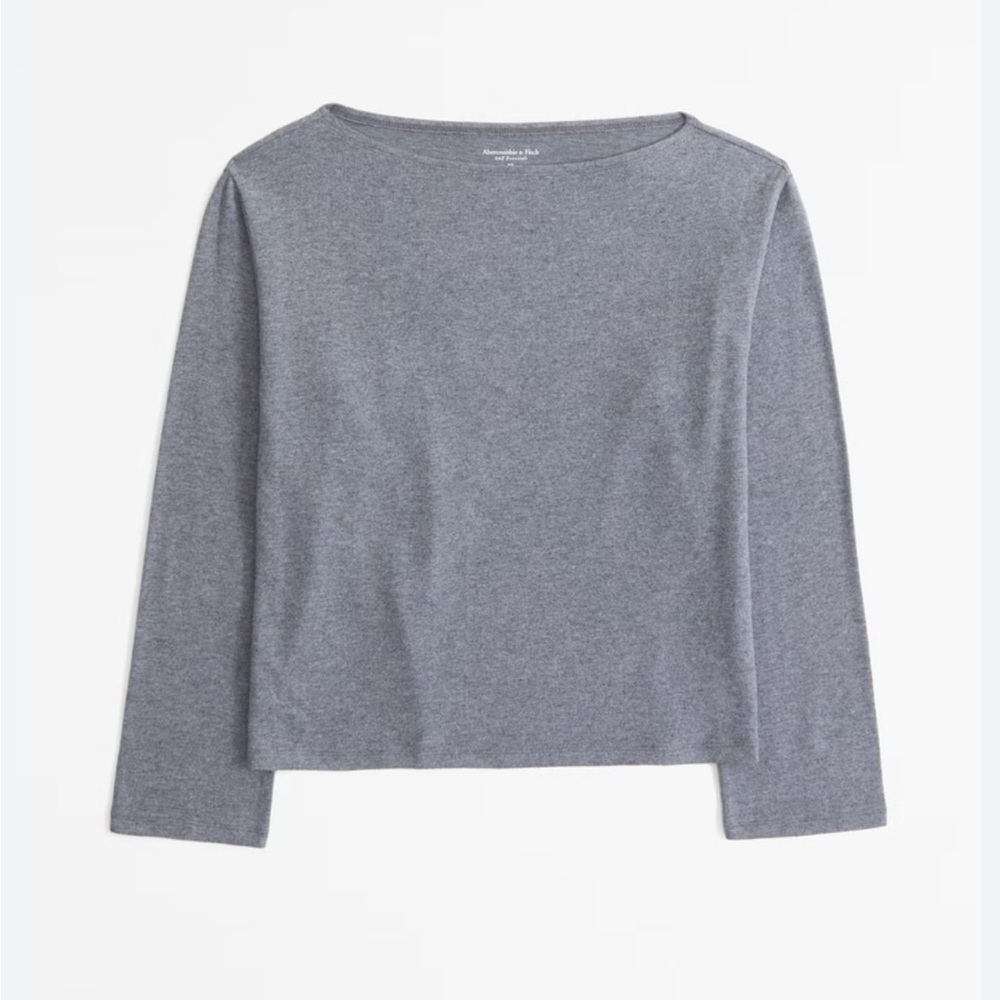 Abercrombie & Fitch Charcoal Cozy Knit Slash Long Sleeve Top Size Medium